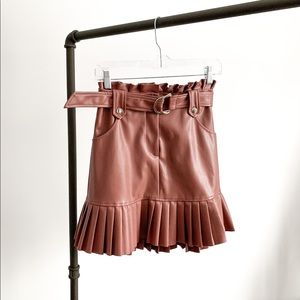 ZARA NWOT Pleated Faux Leather Mini Skirt